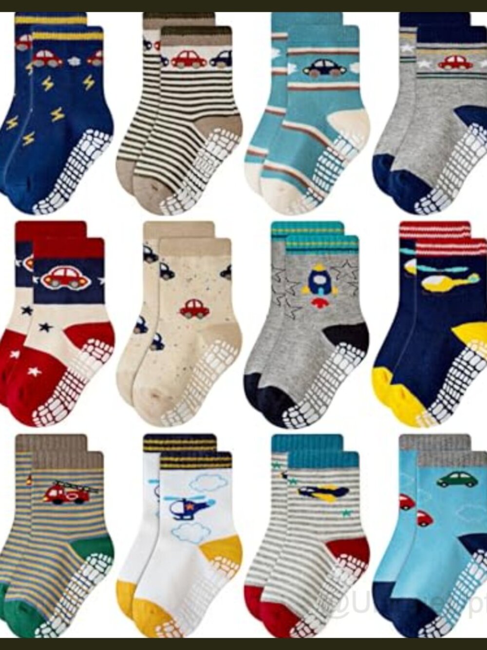 Toddler Boys Non-Skid Anti-Slip Crew Socks Cotton Blend